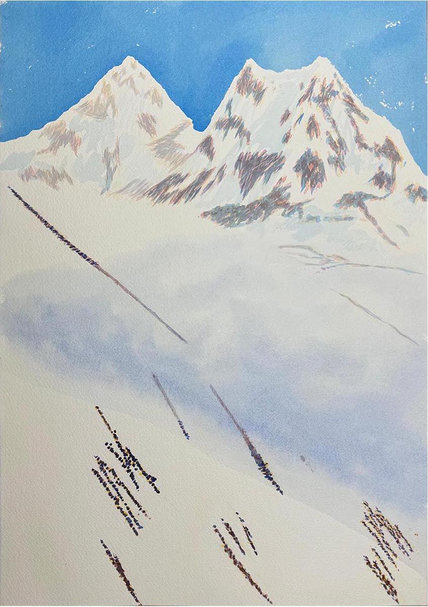 Jan Turner watercolour painting - High altitude landscape artwork