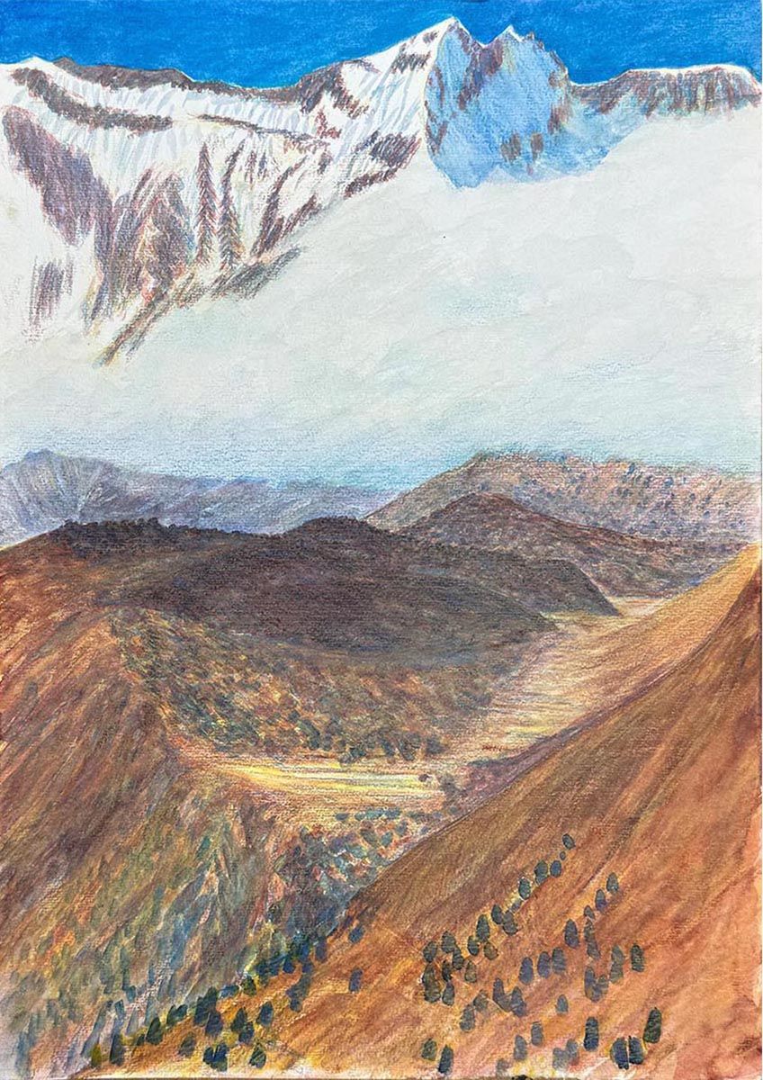 Jan Turner watercolour painting - High elevation landscape